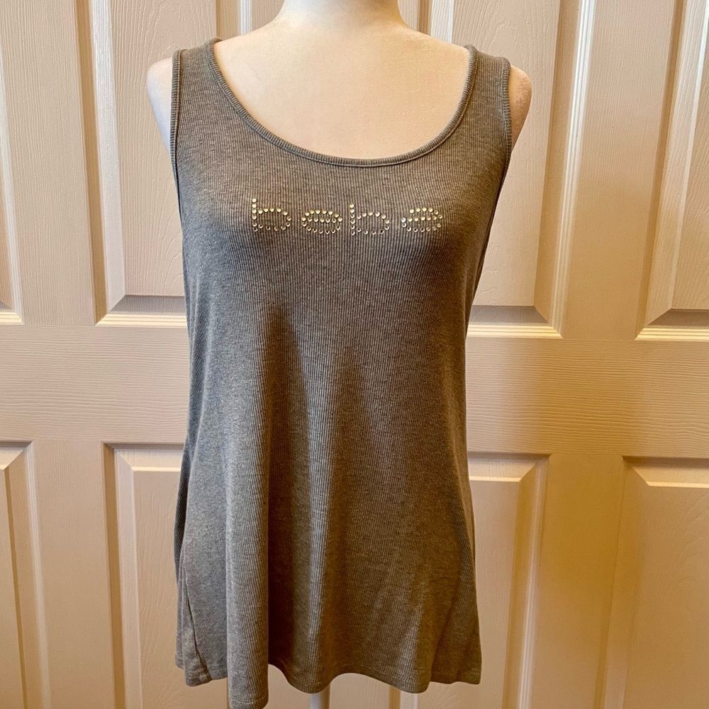 Bebe Gray Rhinestone Tank Top Size 2X - Picture 2 of 6